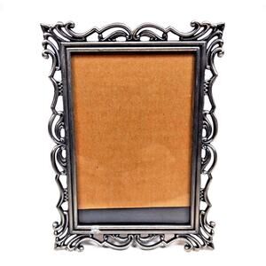 VTG Silver Tone Metal Scroll Art Deco Picture Photo Frame 3.5” X 5” Tabletop